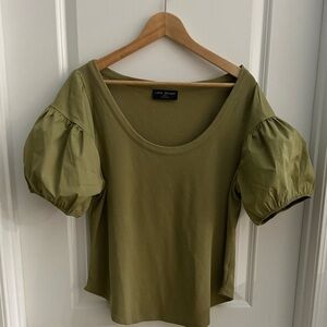 Lane Bryant Olive Green Puff Sleeve Scoop Neck Top 18/20